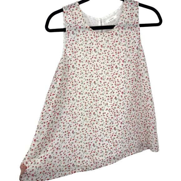 Pleione Sleeveless Top Size XS White Pink Ditsy Floral Pattern Chiffon - Picture 1 of 9